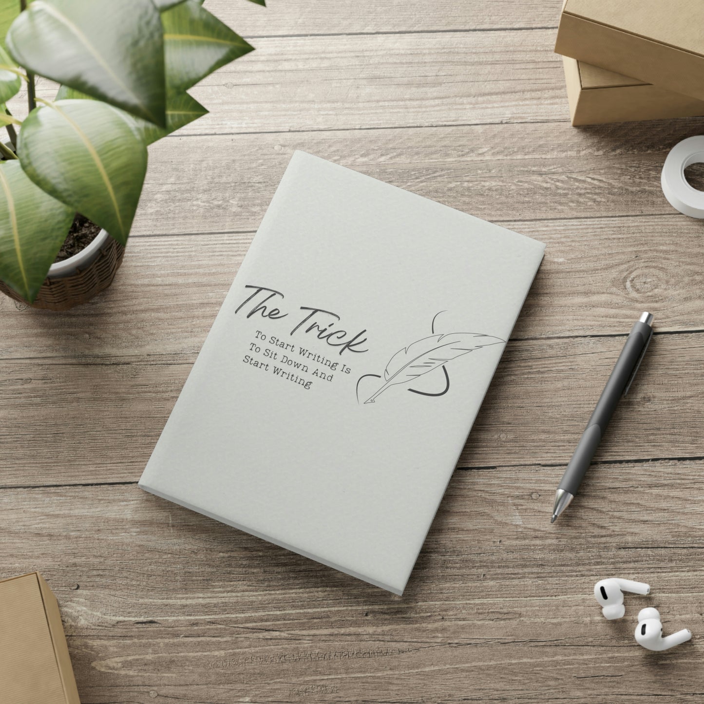 Hardcover Notebook with Puffy Covers // The trick to getting started is to get started // Write Out Loud