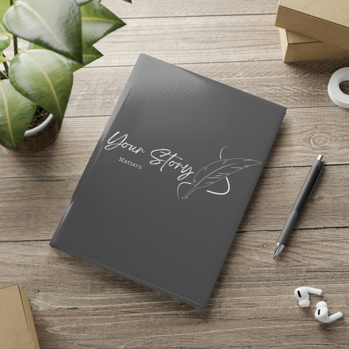 Hardcover Notebook with Puffy Covers (Gray) // Your Story Matters // Write Out Loud