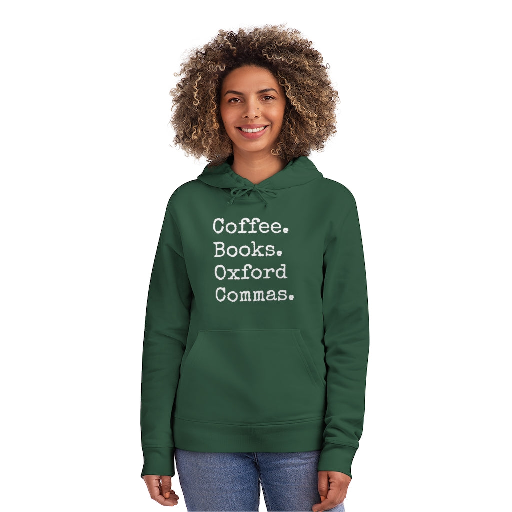 Coffee. Books. Oxford Commas... | Writer Gift | Writing Apparel | Gifts for Writers | Unisex Drummer Hoodie