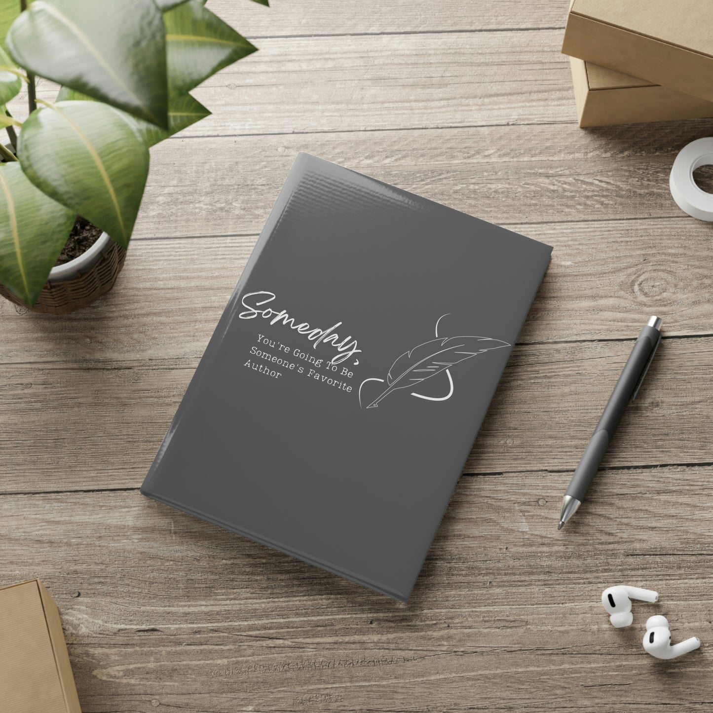 Hardcover Notebook with Puffy Covers (Gray) // Someday, you're going to be someone's favorite author // Write Out Loud