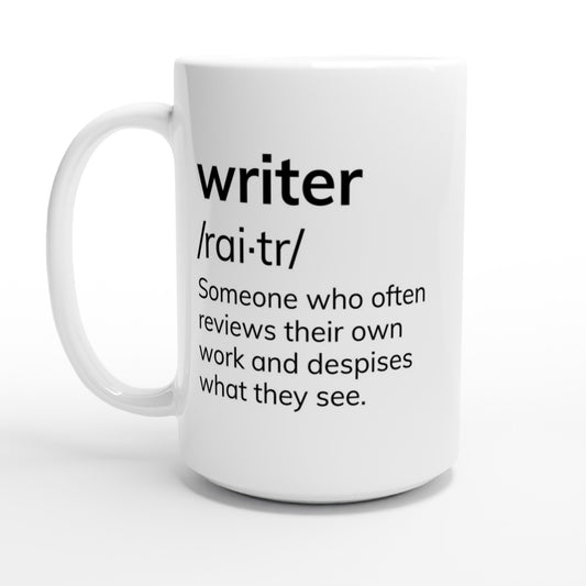 Writing-Related Coffee Mug // Writer: Someone who often reviews their own work and despises what they see.